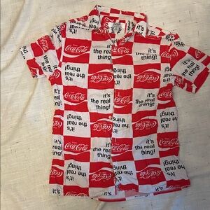 Coca-Cola Red and White Patterned Shirt